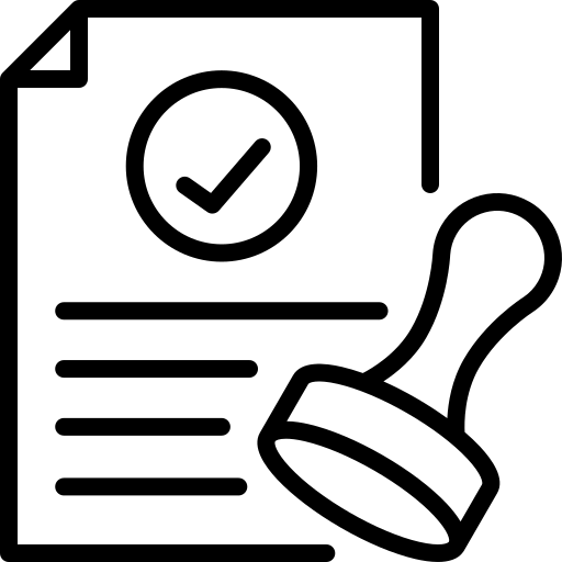 Icon representing visas approved with a document and pen