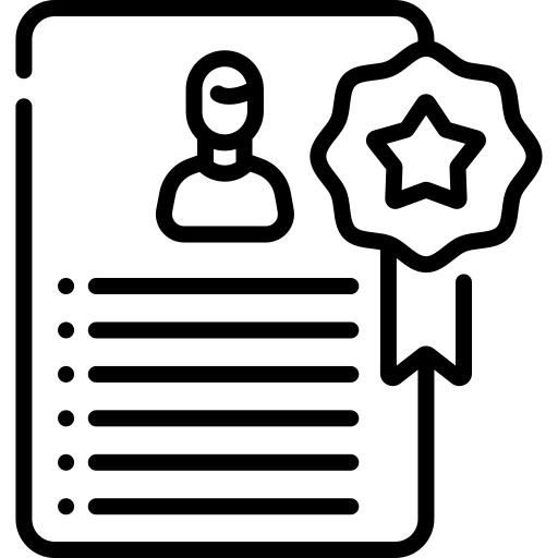 Icon representing experience with a certificate